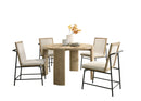 Bowen - Round Dining Table With Cream Color Upholstered Chairs (Set of 5) - Oak Finish