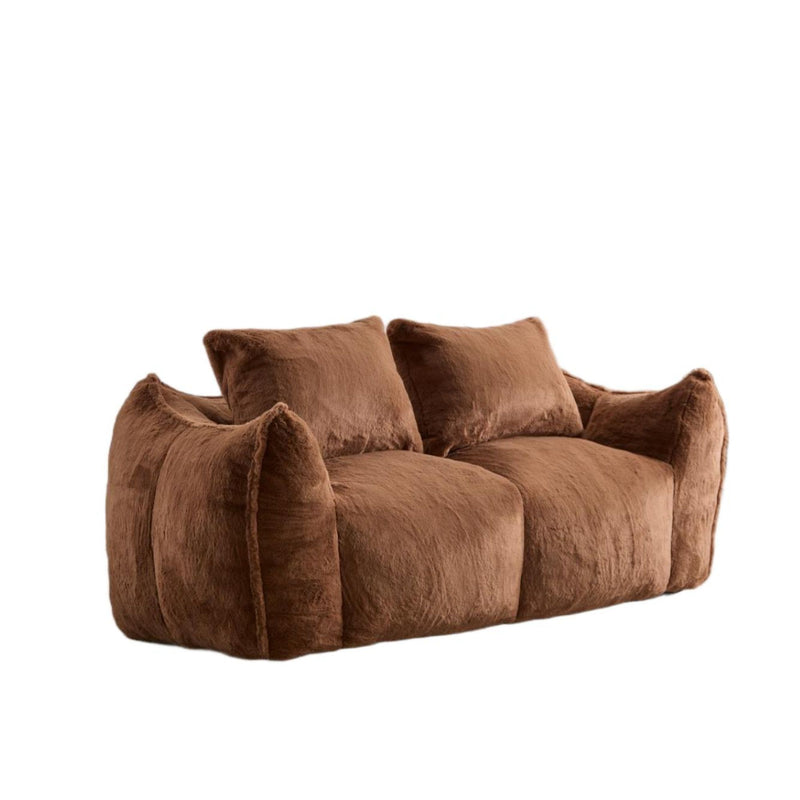 Giant Bean Bag Couch, Ultra Soft Fluffy Loveseat For Living Room Reading Chair With Pillows - Brown