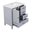 30" Bathroom Vanity With Sink, Bathroom Cabinet With A Door, 3 Drawers Legs, Adiustable Foot Pads - Gray