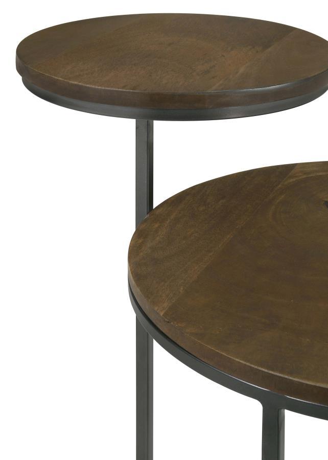 Yael - Round Accent Table - Natural And Gunmetal