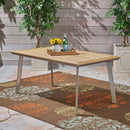 Outdoor Dining Table With Eucalyptus Wood Topped - Silver