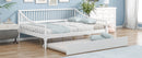 Full Size Daybed with Trundle and Support Legs, White