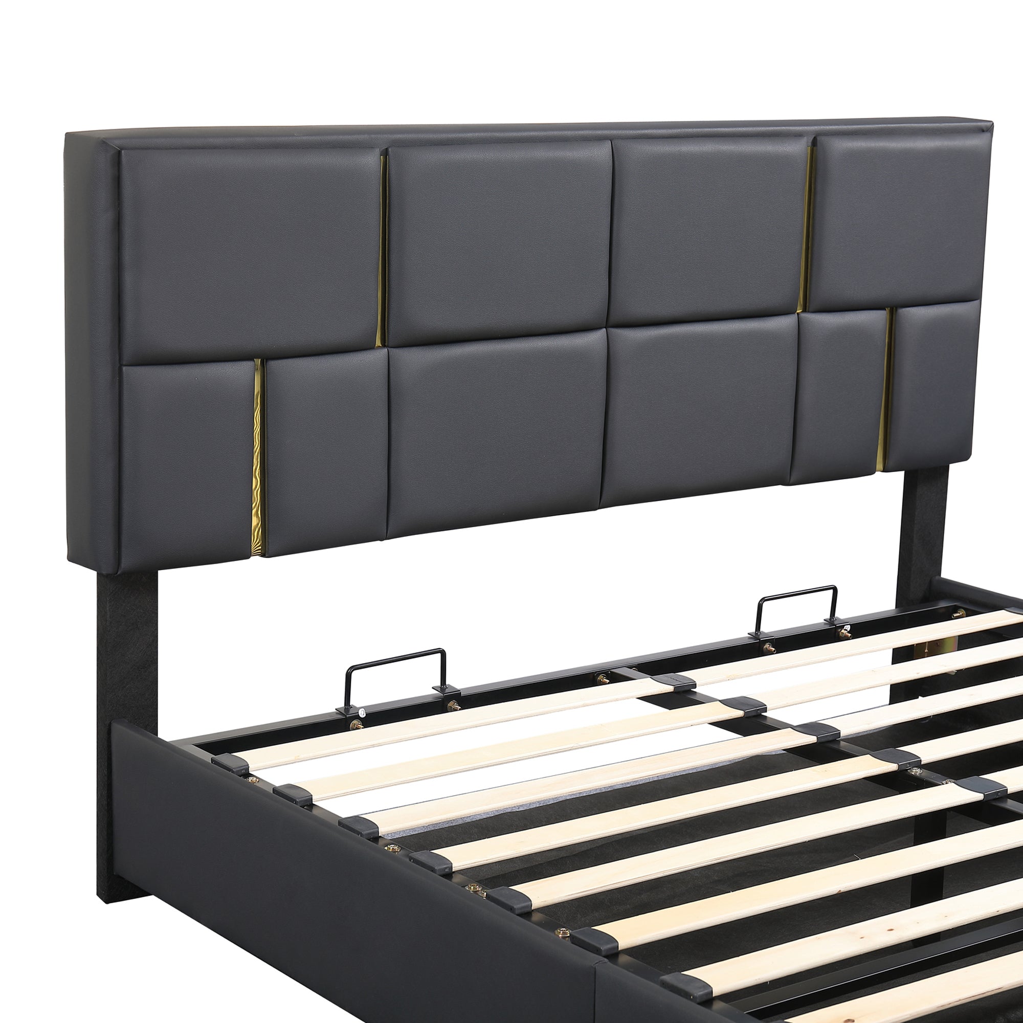 Queen Size Upholstered Platform Bed with Hydraulic Storage System,No Box Spring Needed,Black - Atlantic Fine Furniture Melbourne FL