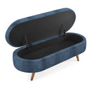 Modern Ottoman Oval Storage Bench With Rubber Wood Legs