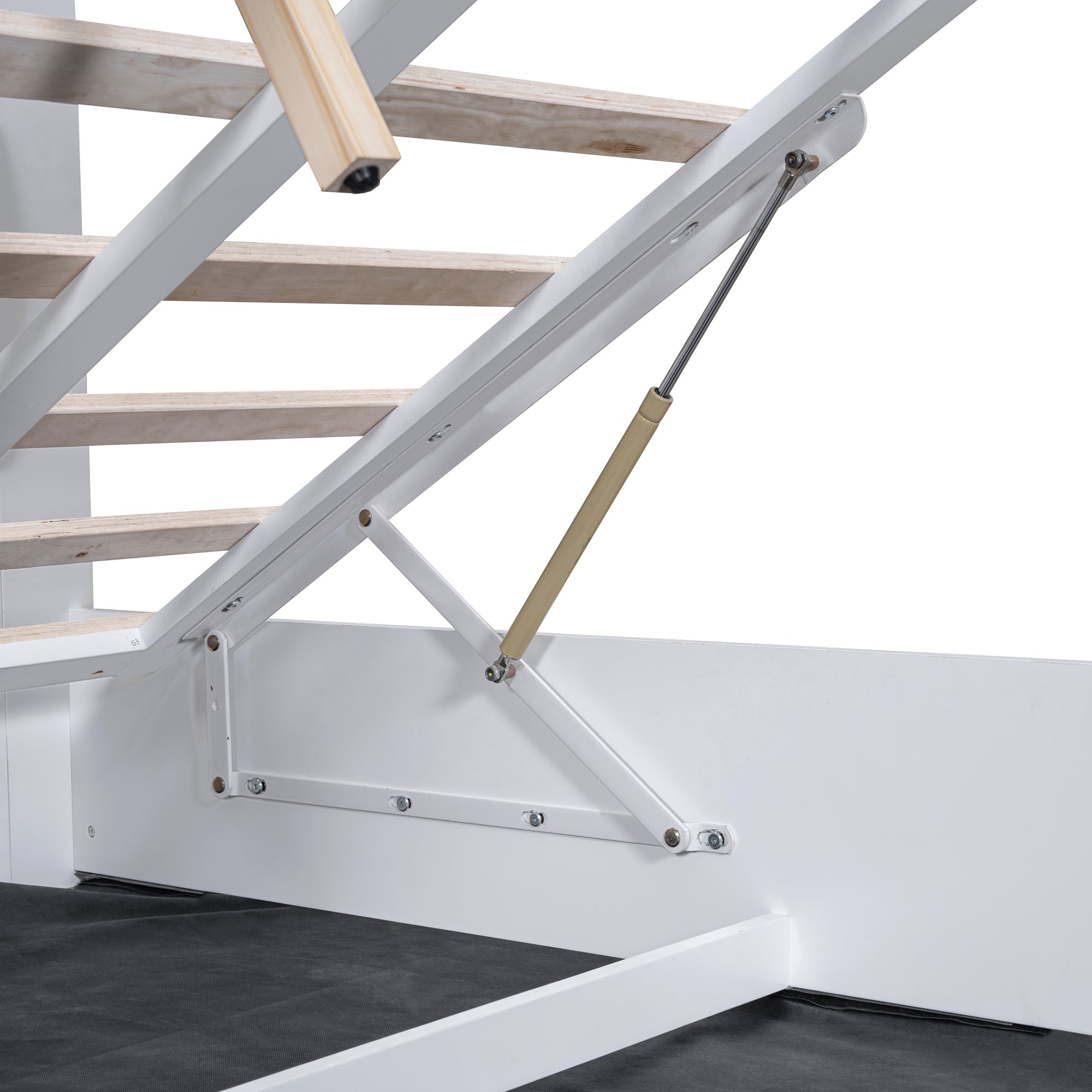 Queen Size Tufted Upholstered Platform Bed  with Storage Headboard and Hydraulic Storage System, Modern PU Storage Bed with Motion Activated Night Lights and USB Charger,White