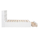 Full Size Platform Bed with Storage Headboard, Charging Station and 2 Drawers, White