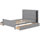 Full Size Platform Bed with Drawers and Storage Shelves, Gray