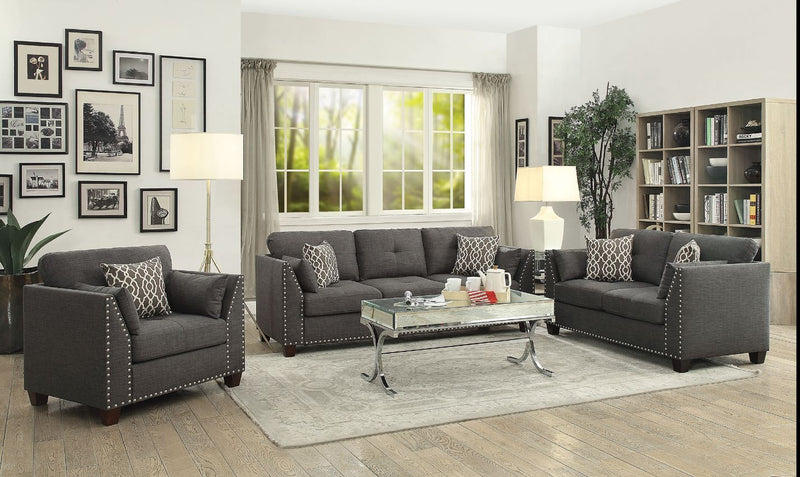 Laurissa - Sofa With 4 Pillows - Light Charcoal Linen