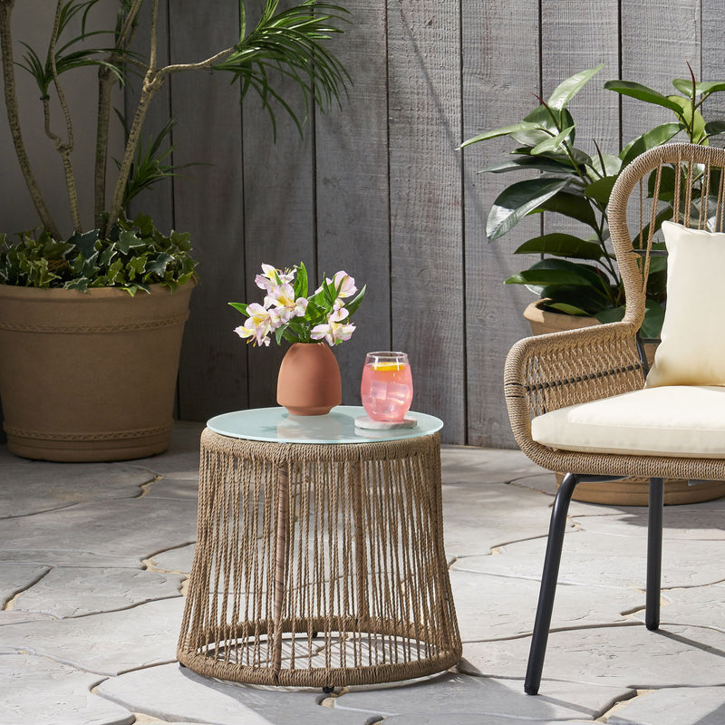 Boho Southport - Side Table With Glass Top