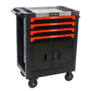 Removable 4 Drawer Metal Tool Cart With Lock - Black / Red