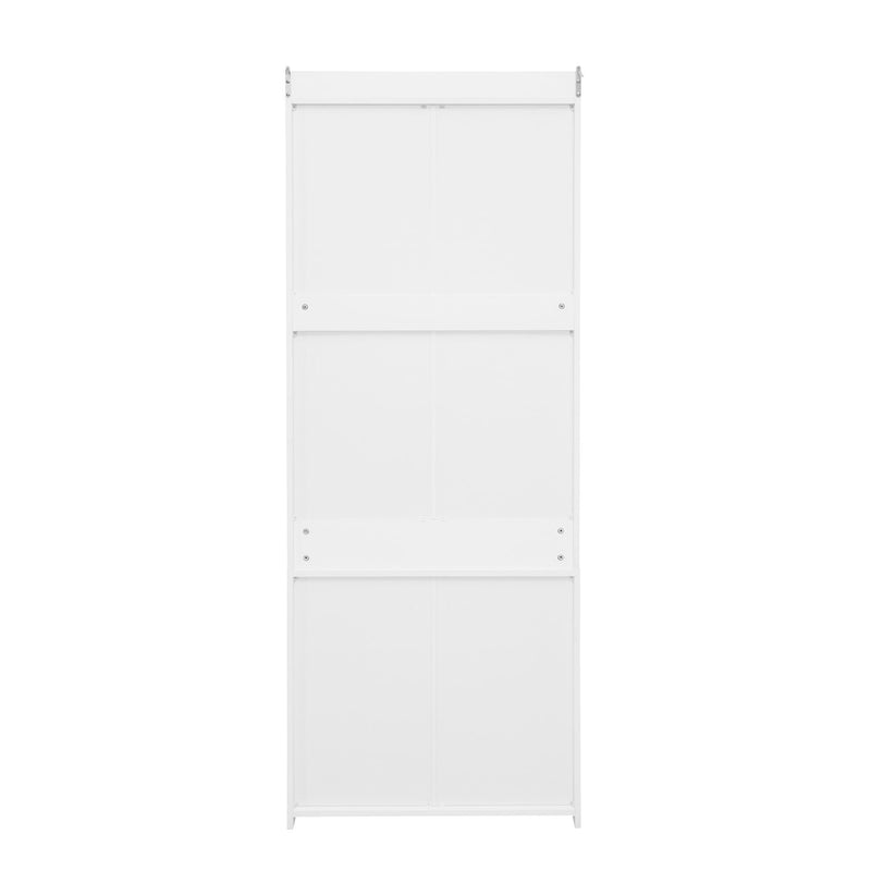 Wardrobe With 3 Drawers High Wardrobe Armoire With Rattan For Living Room Organizer - White