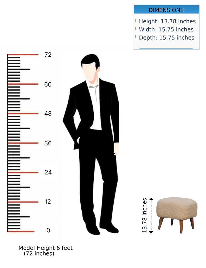 Boucle Square Footstool - Cream