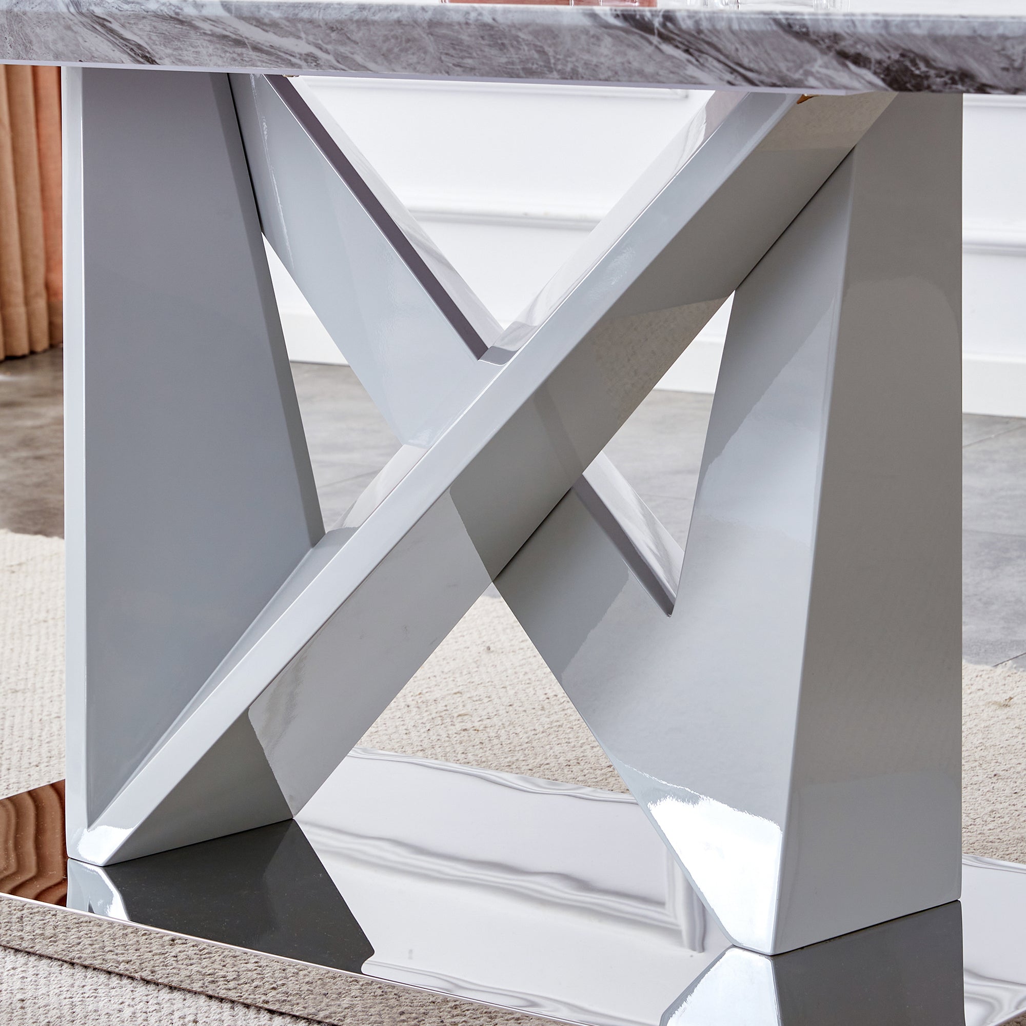 one table and eight chairs,Modern style table and chair set, suitable for restaurants and kitchens  F-VV C-001