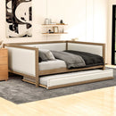 Full Size Daybed With Trundle And Nailhead Decoration - Wood