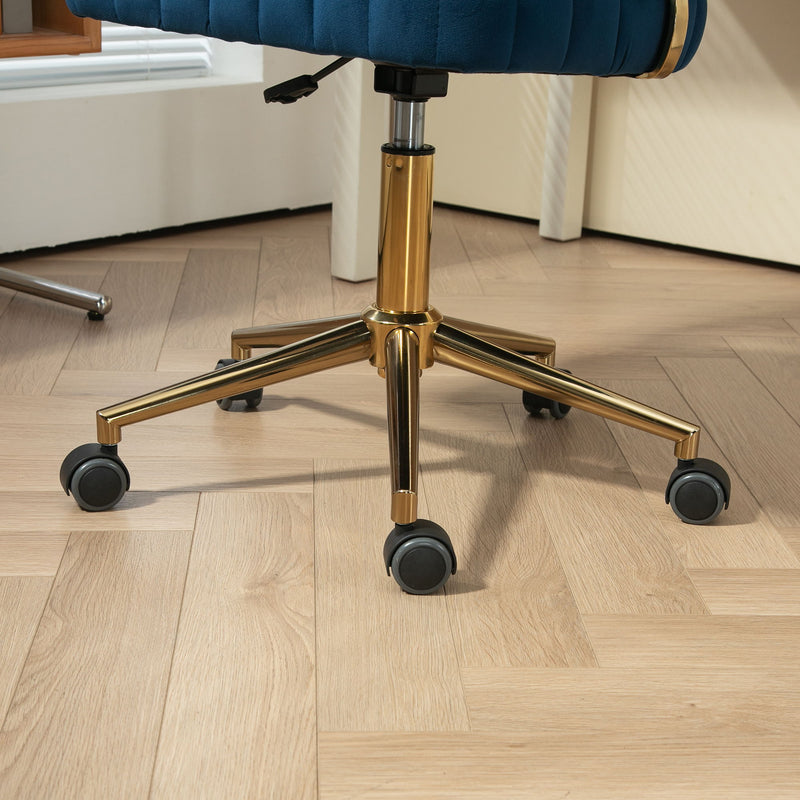 Modern Velvet Home Office Desk Chair With Adjustable Height And Swivel Wheels