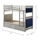 Varian - Twin Over Twin Bunk Bed - Blue Velvet & Silver Finish - Atlantic Fine Furniture Inc