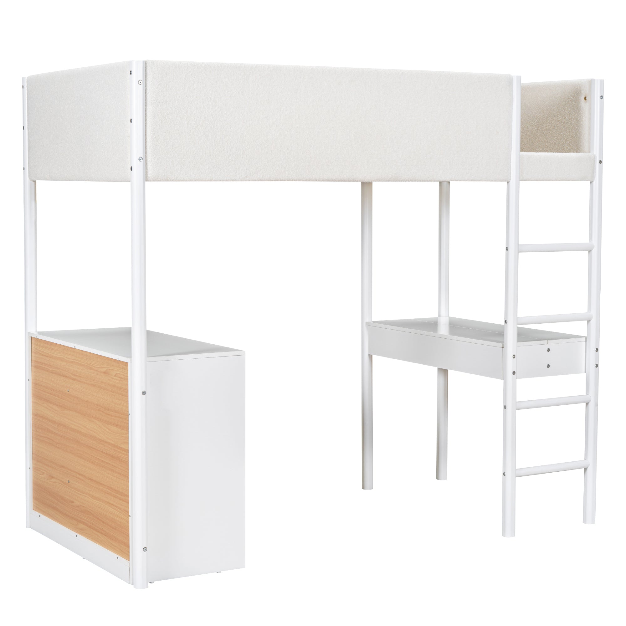 Twin Size Teddy FleeceLoft Bed Wood Bed, White - Atlantic Fine Furniture Melbourne FL