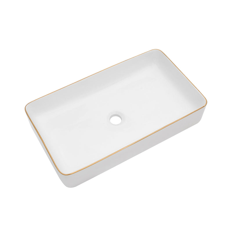 Modern European Style Ceramic Rectangular Vessel Bathroom Sink
