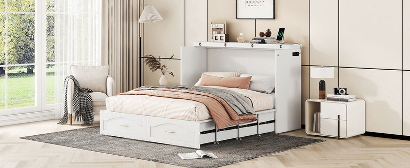 Murphy Bed With Drawer And A Set Of Sockets & USB Ports, Pulley Structure Design