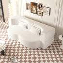 Modern Floor Sofa, With 2 Pillows, Convertible Teddy Fabric Foam Filled Bed