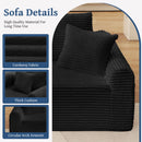 Modular Corduroy Sectional With Arched Armrests, Includes 3 Back Cushions & 2 Throw Pillows