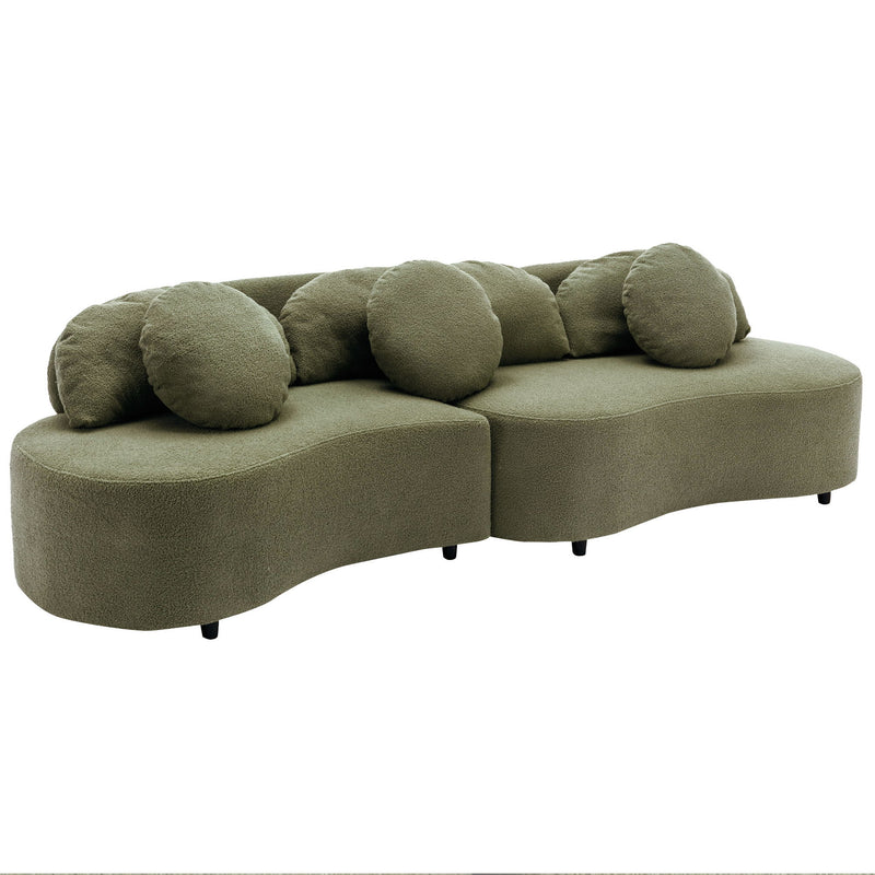 Modern Living Room Sofa Lamb Velvet Upholstered For Home