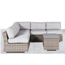 Wicker Sectional Sofa With Cushions And Table