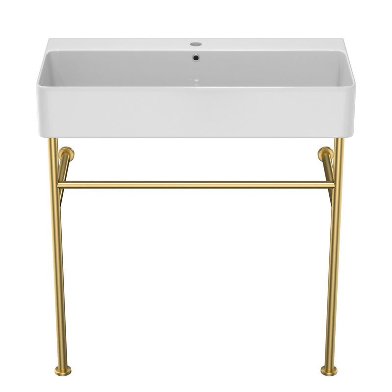 Ceramic Console Bathroom Sink With Overflow