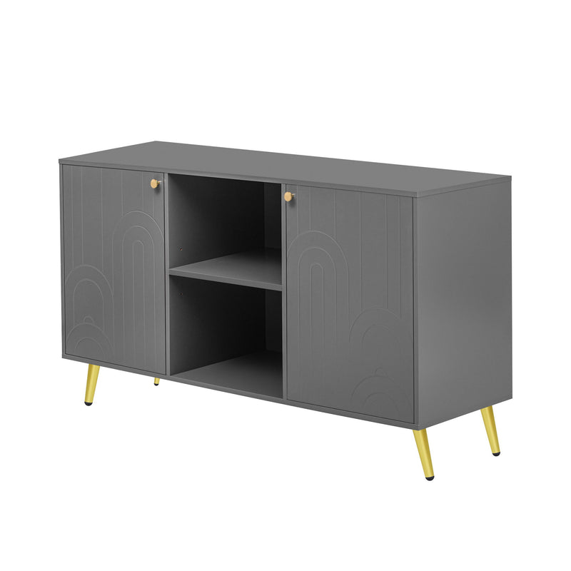 Modern TV Stand With Adjustable Shelf, Handles And Anti-Tip Device