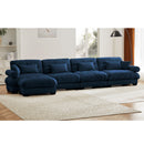 Modern Sectional Sofa With Ottoman, Round Bolster Armrests, Waist And Throw Pillows