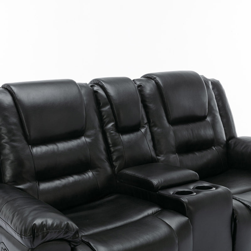 2 Seater Home Theater Recliner Manual Recliner Chair With A Storage Box And Two Cup Holders For Living Room