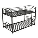 Twin Over Twin Metal Bunk Bed With Slide,Kids House Bed Black+Red