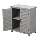 Potting Bench With Storage Cabinet And Metal Table Top For Outdoor