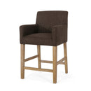 Charmed Upholstered Counter Stool With H Frame Base And Round Arms