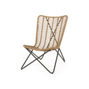 Wicker Chair With Geometric Cross Base, (Set of 2) - Light Brown