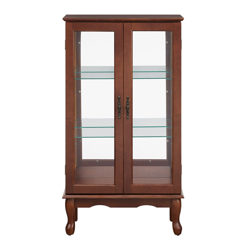 Curio Cabinet Lighted Curio Diapaly Cabinet With Adjustable Shelves And Mirrored Back Panel, Tempered Glass Doors (3 Tier), (E26 Light Bulb Not Included)