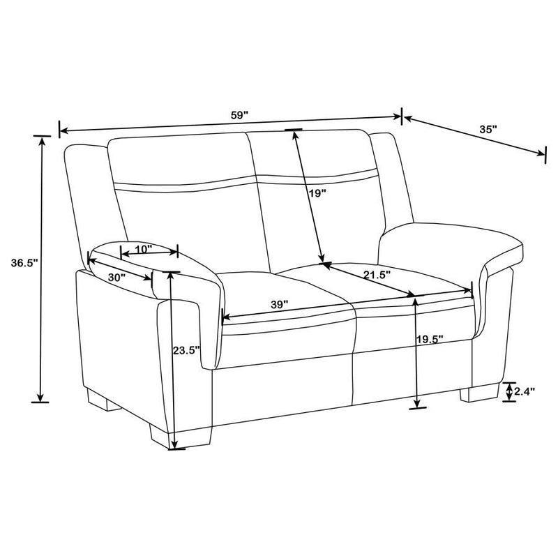 Arabella - Upholstered Padded Arm Loveseat - Gray