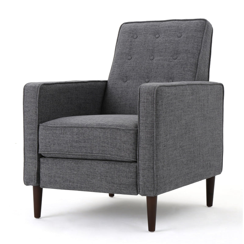 Mid-Century Modern Recliner With Button Tufted Waffle Stitch