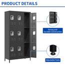 9 Door Lockers With Lock For Secure Storage And - Black