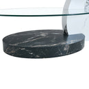 Contemporary Artistic Double Layer Coffee Table,Tempered Glass Top