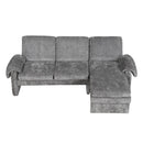 Convertible Futon Sofa Bed With Adjustable Backrest, Reversible Chaise Lounge And 2 Removable Armrest Pillows