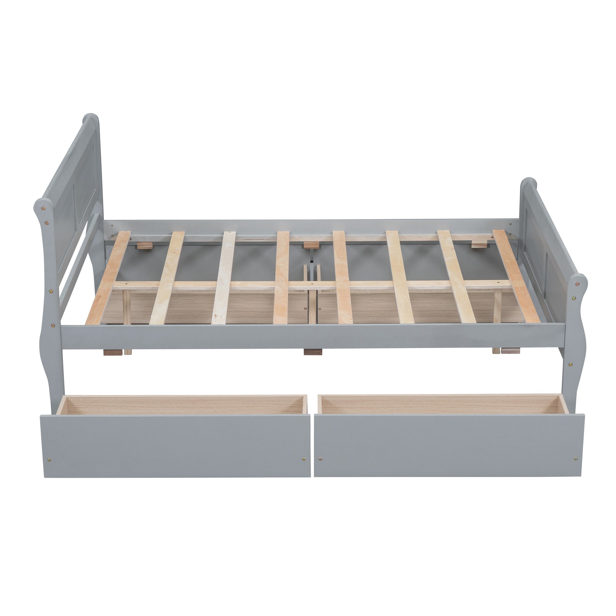 Full Size Wood Platform Bed with 4 Drawers and Streamlined Headboard & Footboard, Gray - Atlantic Fine Furniture Melbourne FL
