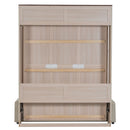 Queen Size Murphy Bed With Sofa And LED - Beige