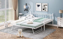Full Size Metal Daybed with Twin Size Adjustable Trundle, Portable Folding Trundle, White(OLD SKU:MF293736AAK)