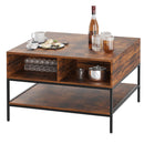 Rustic Flip Top Coffee Table With Hidden Storage - Black / Brown