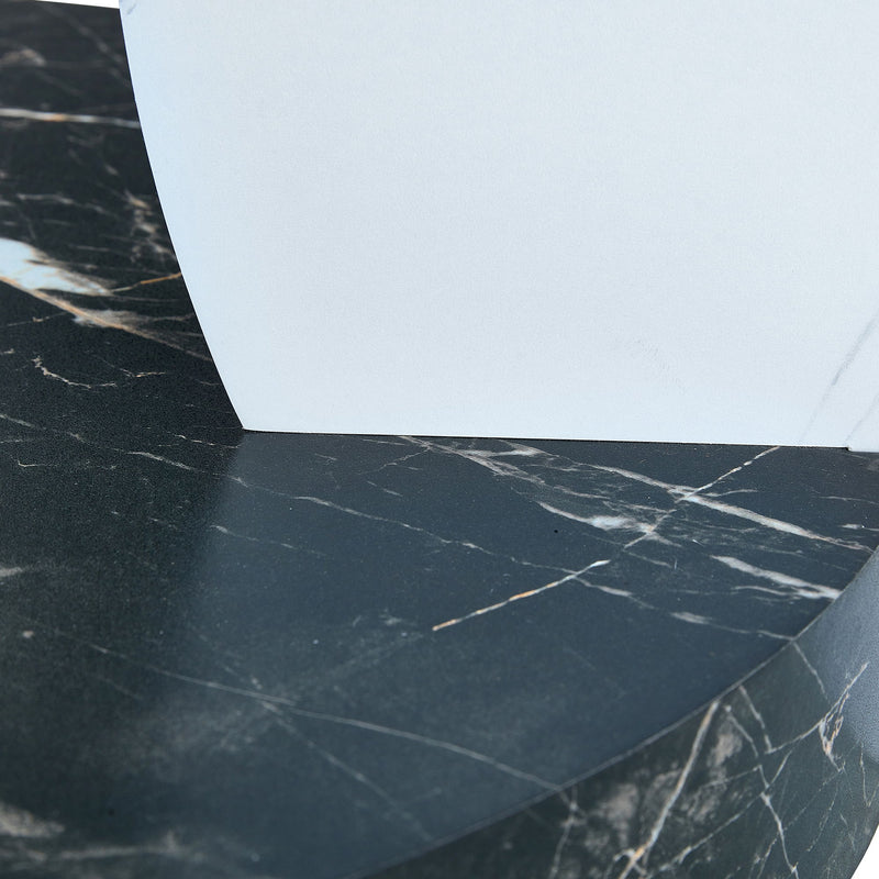 Contemporary Artistic Double Layer Coffee Table,Tempered Glass Top