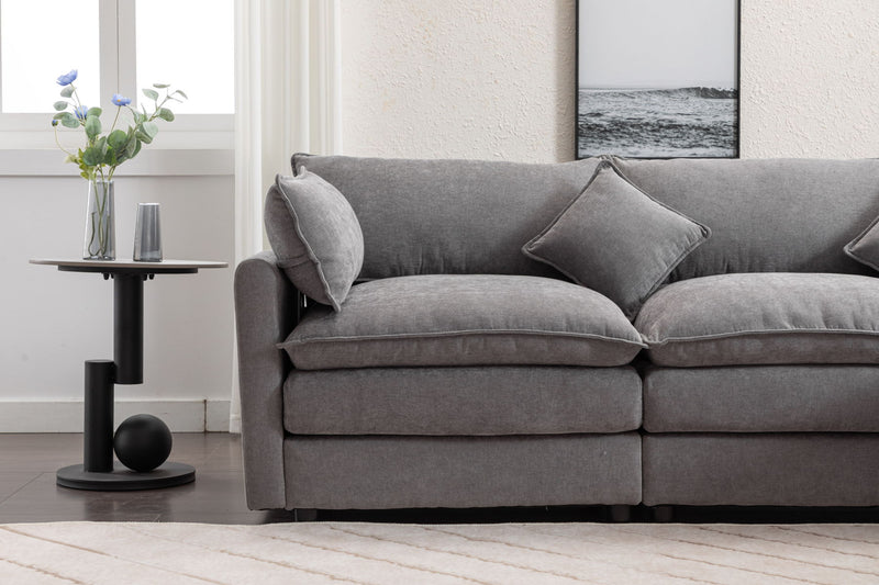 Modular Sectional Sofa, 3-Seater Sofa With Ottoman, Modern L-Shaped Sofa For Living Room Bedroom Apartment