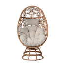 Lenola - Outdoor Patio Wicker Swivel Egg Chair - Brown / Beige