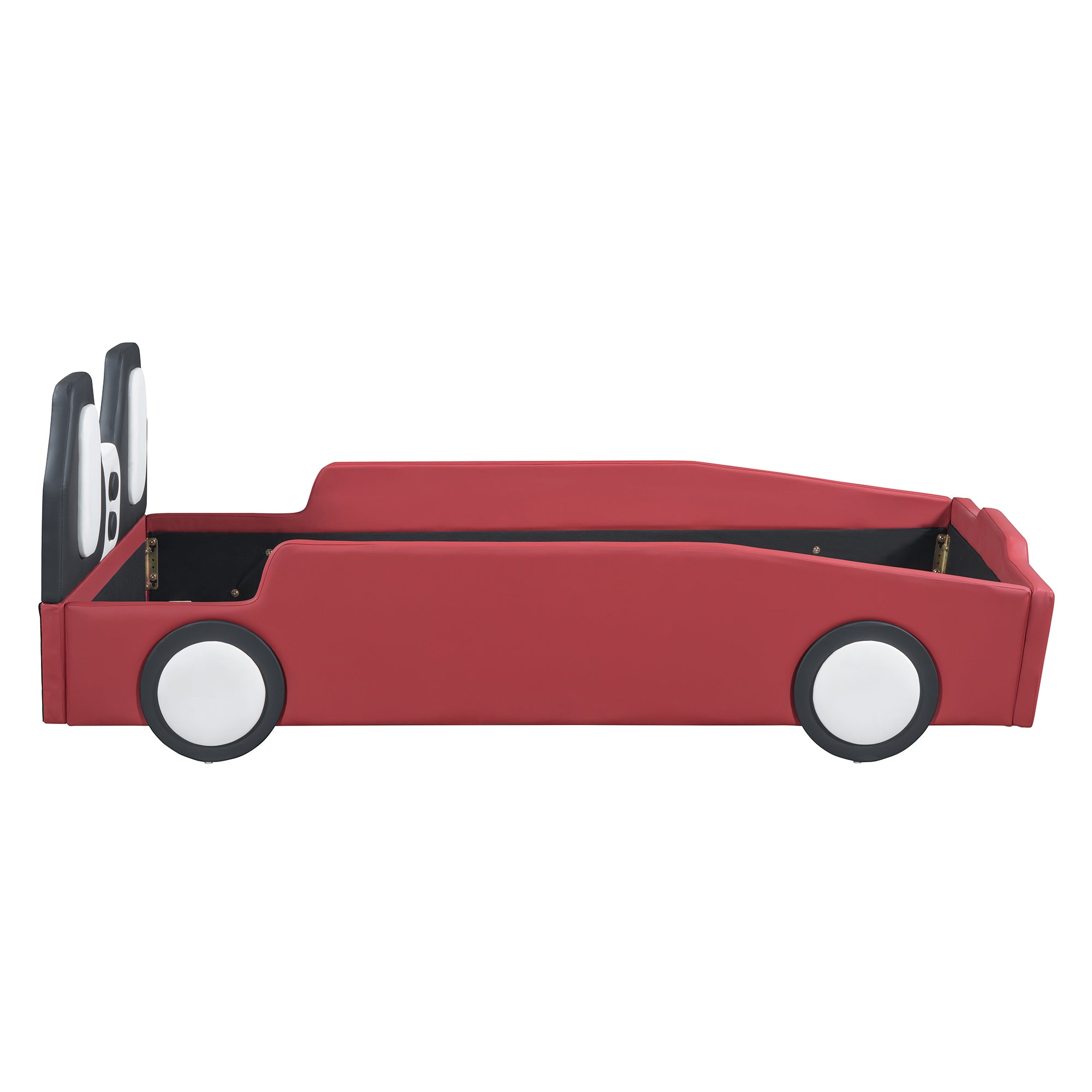 Twin Size Race Car-Shaped Platform Bed with Wheels,Red - Atlantic Fine Furniture Melbourne FL