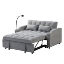 Modern Velvet Loveseat With Pullout Bed, Adjustable Reclining Backrest